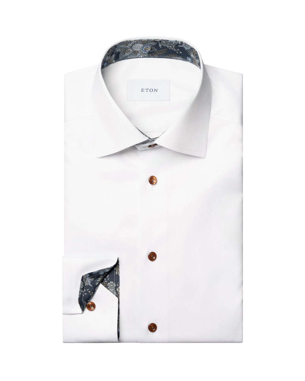 Eton Floral Effect Signature Twill Shirt White