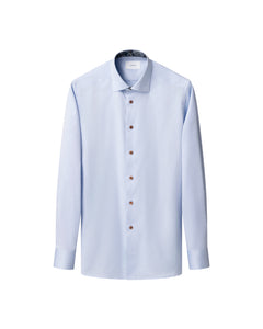 Eton Floral Effect Signature Twill Shirt Blue