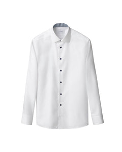 Eton Geometric Effect Textured Twill Shirt White