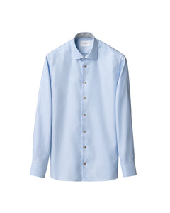 Eton Geometric Effect Textured Twill Shirt Blue