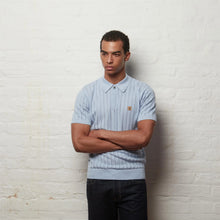 Load image into Gallery viewer, Gabicci Vintage Woodall Knitted Polo Top Sky Blue