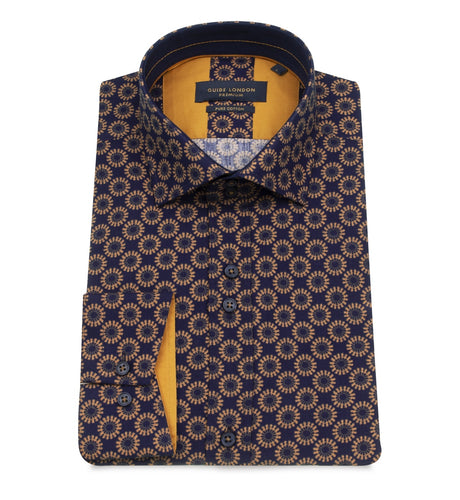 Guide London Circular Pattern Print Shirt Navy