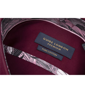 Guide London Satin Cotton Shirt Burgundy