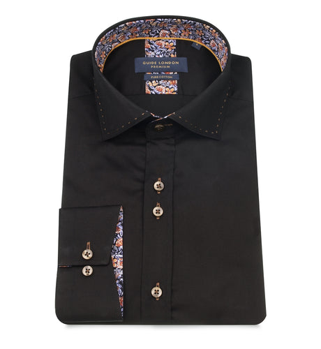 Guide London Floral Trim Shirt Black