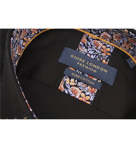 Guide London Floral Trim Shirt Black