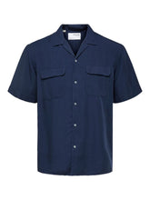 Load image into Gallery viewer, Selected Homme Cuban Collar Shirt Navy