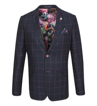 Load image into Gallery viewer, Guide London Checked Linen Mix Jacket Navy Pink (JK3392)