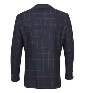 Guide London Checked Linen Mix Jacket Navy Pink (JK3392)
