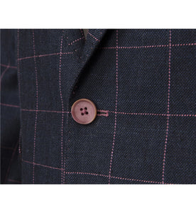 Guide London Checked Linen Mix Jacket Navy Pink (JK3392)