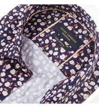 Load image into Gallery viewer, Guide London Peach Floral Shirt Navy