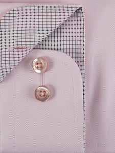 Remus Uomo Plain Herringbone Shirt Pink