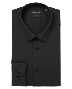 Remus Uomo Plain Formal Shirt Black
