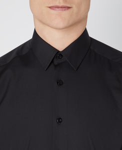 Remus Uomo Plain Formal Shirt Black