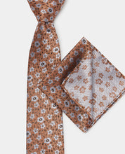 Load image into Gallery viewer, Remus Uomo Floral Pattern Tie and Pocket Square Rust