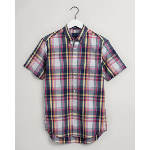 Gant Indigo Plaid Short Sleeve Shirt Pink