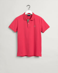 Gant Contrast Collar Polo T-Shirt Watermelon Pink