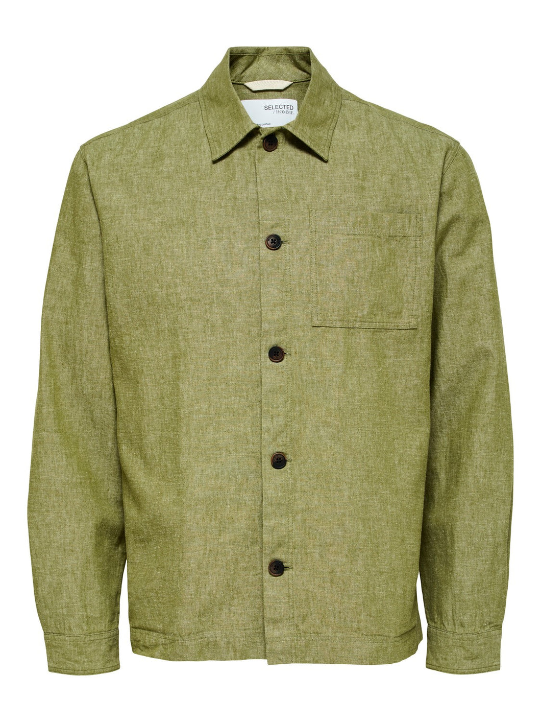 Selected Homme Blas Linen Overshirt Olive