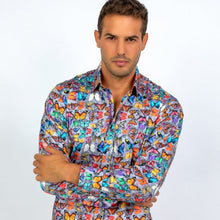 Load image into Gallery viewer, Claudio Lugli Butterfly Print Shirt Grey