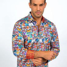 Load image into Gallery viewer, Claudio Lugli Butterfly Print Shirt Grey