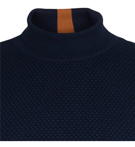 Guide London Textured Roll Neck Knit Navy