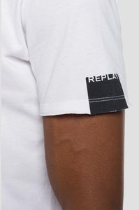 Replay Raw Cut V Neck T-Shirt White