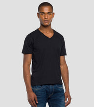 Load image into Gallery viewer, Replay Raw Cut V Neck T-Shirt Black