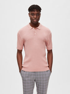 Selected Homme Madden Cable Knit Polo Rose
