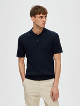 Load image into Gallery viewer, Selected Homme Madden Cable Knit Polo Navy