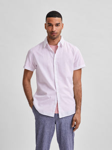 Selected Homme New Linen Short Sleeve Shirt White