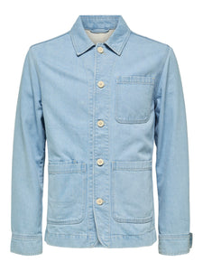 Selected Homme Paolo Denim Overshirt Light Blue