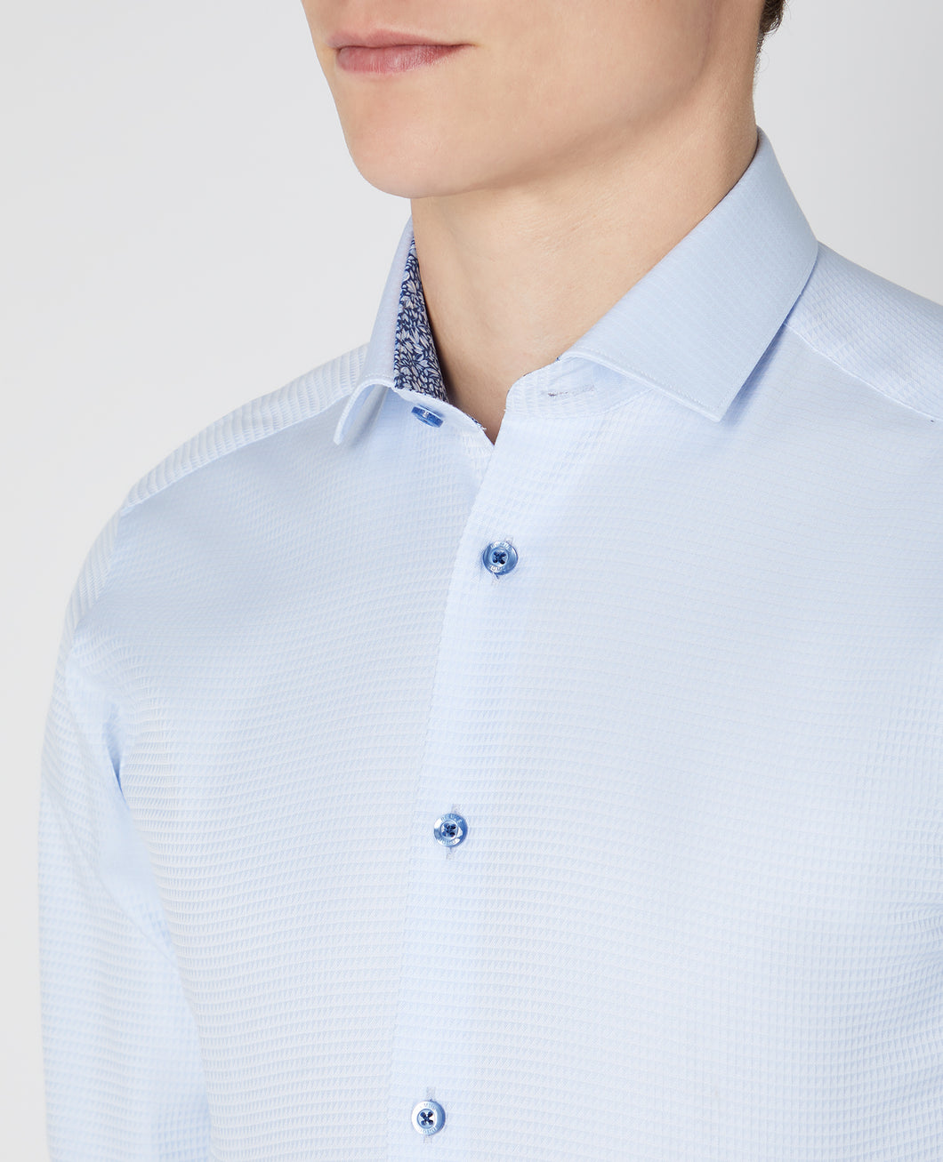 Remus Uomo Textured Plain Shirt Light Blue
