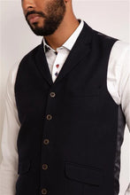 Load image into Gallery viewer, Guide London Textured Wool Mix Waistcoat Navy