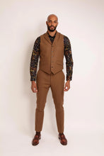 Load image into Gallery viewer, Guide London Textured Wool Mix Waistcoat Tan