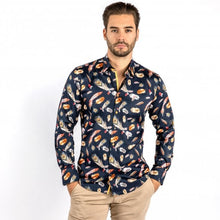 Load image into Gallery viewer, Claudio Lugli Feather Shirt Navy