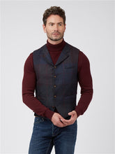 Load image into Gallery viewer, Gibson London Navy Large Check Waistcoat