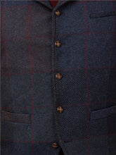 Load image into Gallery viewer, Gibson London Navy Large Check Waistcoat