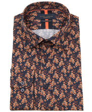 Load image into Gallery viewer, Guide London Flower and Stem Print Shirt Navy Orange