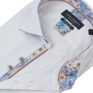 Guide London Plain Sateen Cotton Shirt White