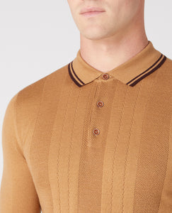 Remus Uomo Knitted Polo Sweater Camel
