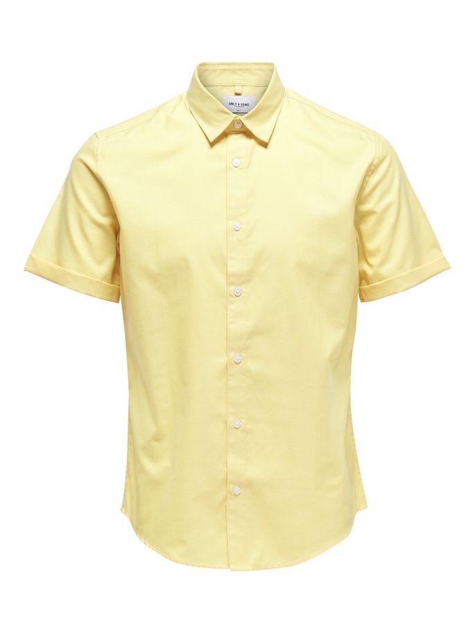 Only & Sons Short Sleeved Oxford Shirt Yellow