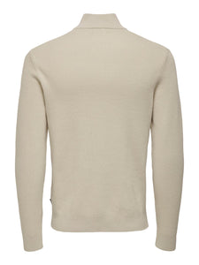 Only & Sons Phil Half Zip Jumper Stone