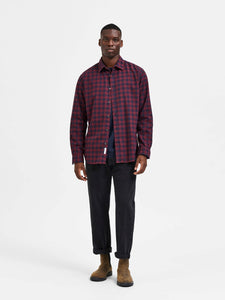 Selected Homme Lee Check Shirt Burgundy Mix