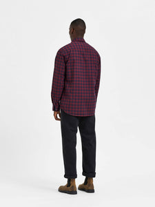 Selected Homme Lee Check Shirt Burgundy Mix