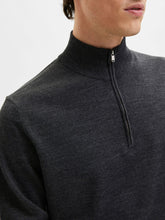 Load image into Gallery viewer, Selected Homme Town Merino Half Zip Knit Grey