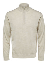 Load image into Gallery viewer, Selected Homme Town Merino Half Zip Knit Sand
