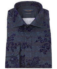Load image into Gallery viewer, Guide London Floral Flock Print Shirt Navy