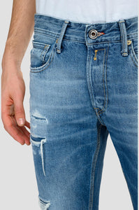 Replay Willbi Slim Fit Distressed Jeans 20 Year Wash
